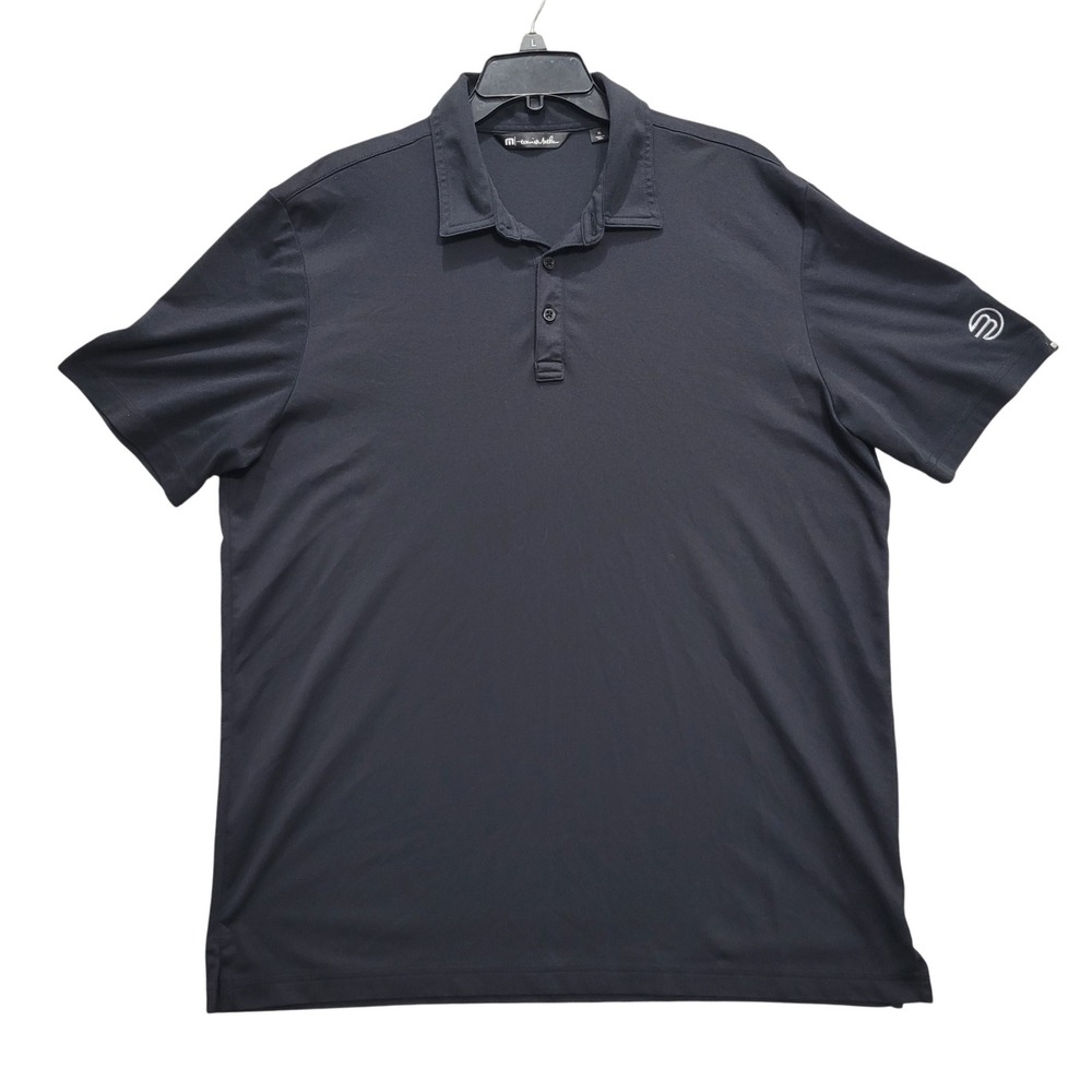 TravisMathew‎ Mens XL Black Short Sleeve Golf Performance Polo Shirt